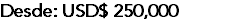 Desde: USD$ 250,000 